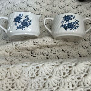 Royal Blue Ironstone Enoch Blue Ironstone Creamer and Sugar